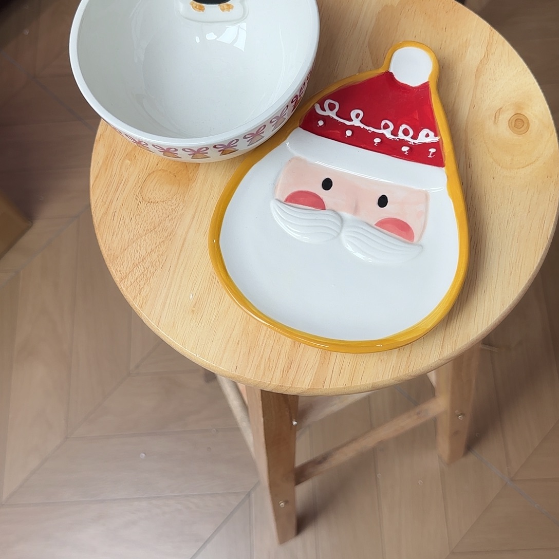 不****企鹅碗+圣诞老人小盘子