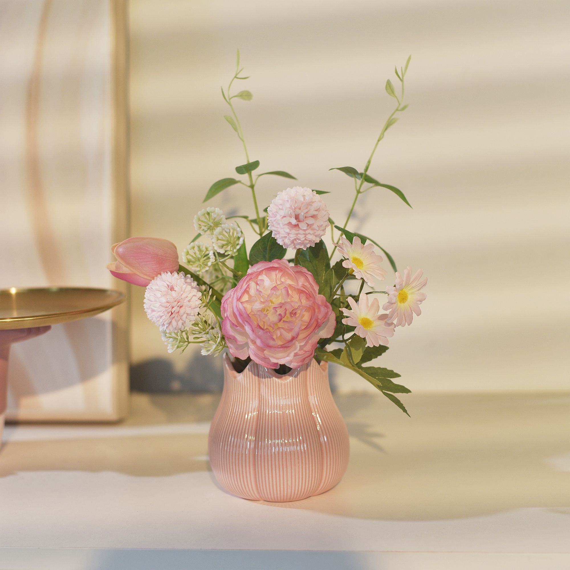 《含苞待放》粉色小清新艺术插花摆件餐桌仿真花摆设客厅装饰花艺