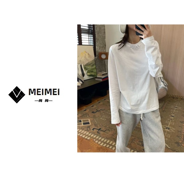 XMM《刺绣字母白t》2025春款时尚潮流百搭休闲显瘦字母刺绣T恤82021