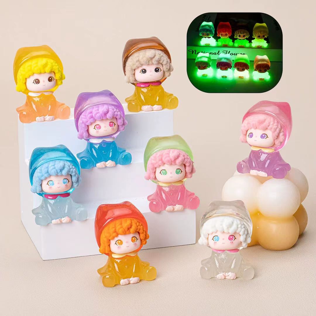 【九宫格】夜光卷发可可女孩装饰摆件可爱公仔