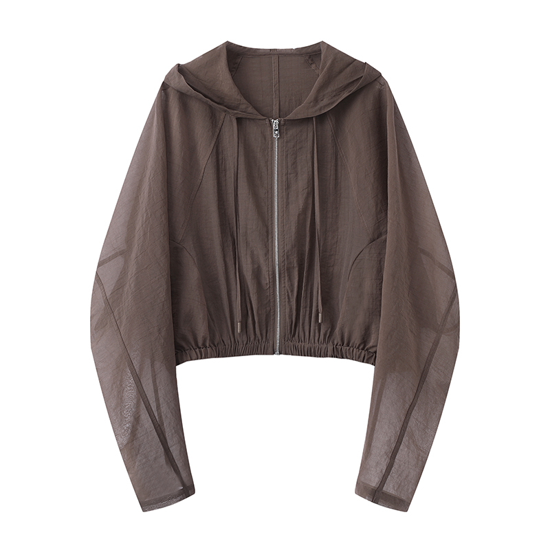 【艾家】商场同款2025夏新款轻薄连帽短款防晒服女空调衫外套1081