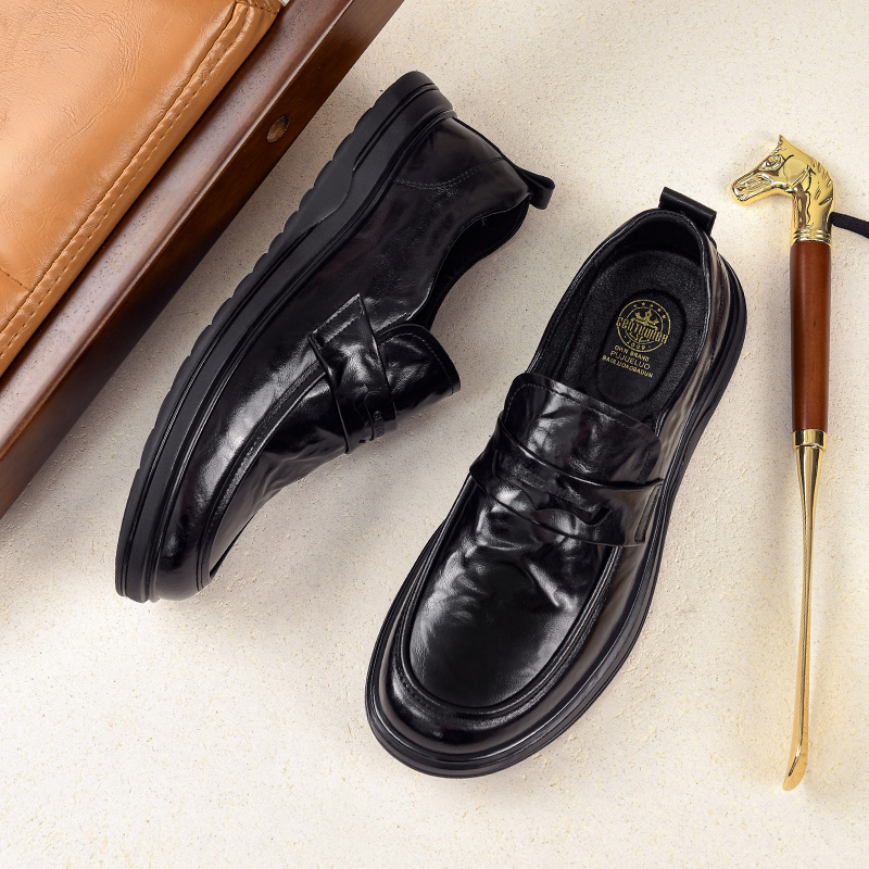 1732新款豆豆鞋男士一脚蹬乐福鞋英伦潮流百搭时尚轻便休闲皮鞋男