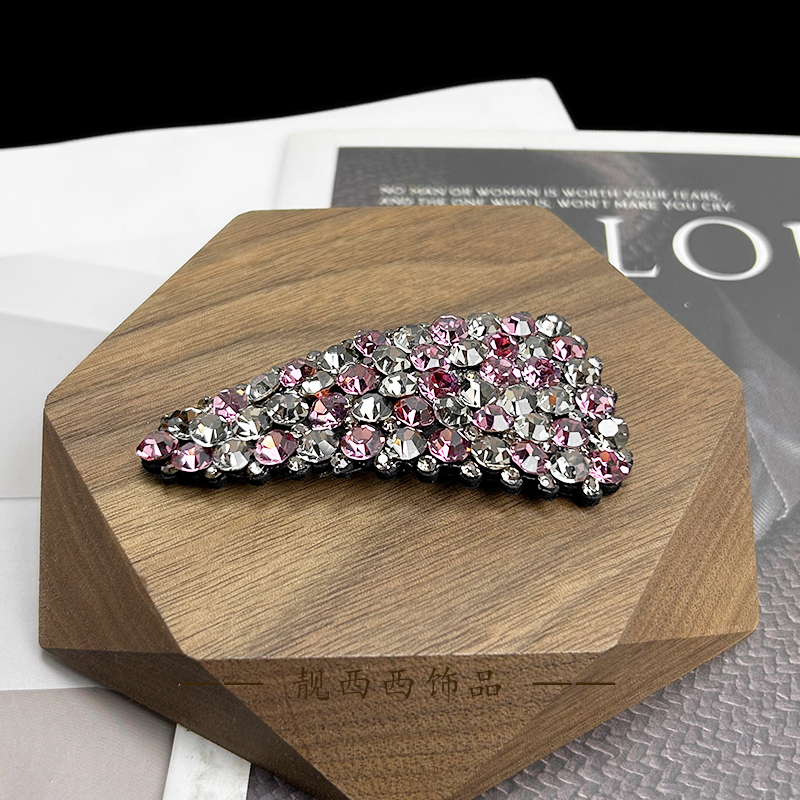 【LXX靓西西】508 精致满钻玫瑰粉气质7厘米BB夹