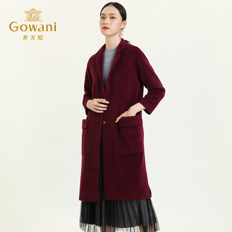 乔万尼商场同款冬季羊毛呢修身气质显瘦保暖羊毛长款外套EL4A563
