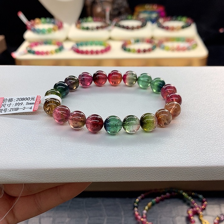 西瓜碧玺手链未镶嵌西瓜手串9.5mm