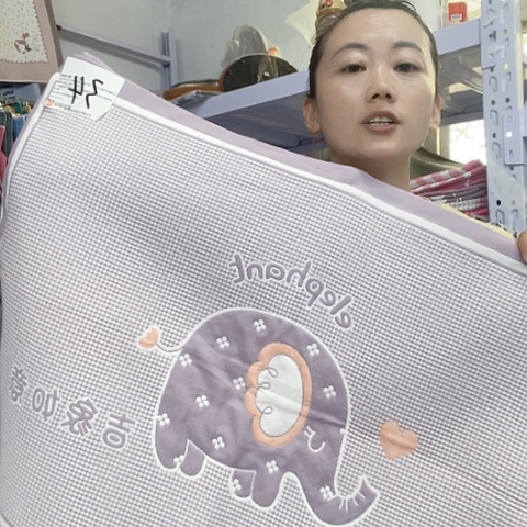 棉紫色吉祥象纯棉