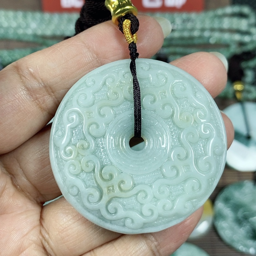 【闪购商品】翡翠颈饰未镶嵌玉吊坠翡翠玉双面仿古平安扣