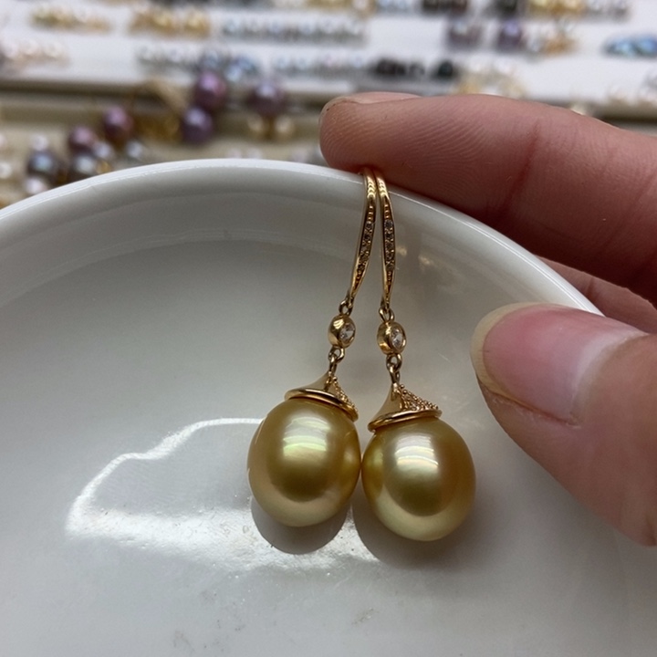 海水珍珠耳饰银S925镶嵌