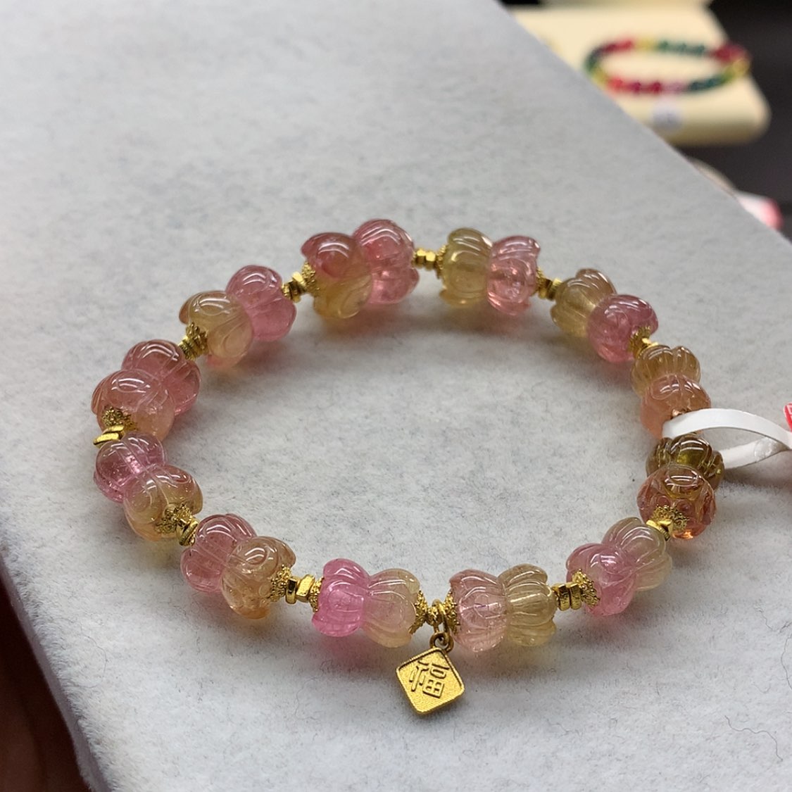 【闪购商品】未镶嵌手链碧玺西瓜莲花单圈