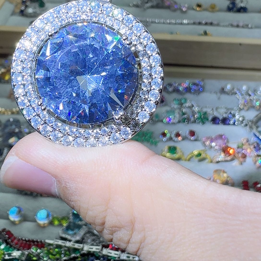 托帕石戒指银S925镶嵌