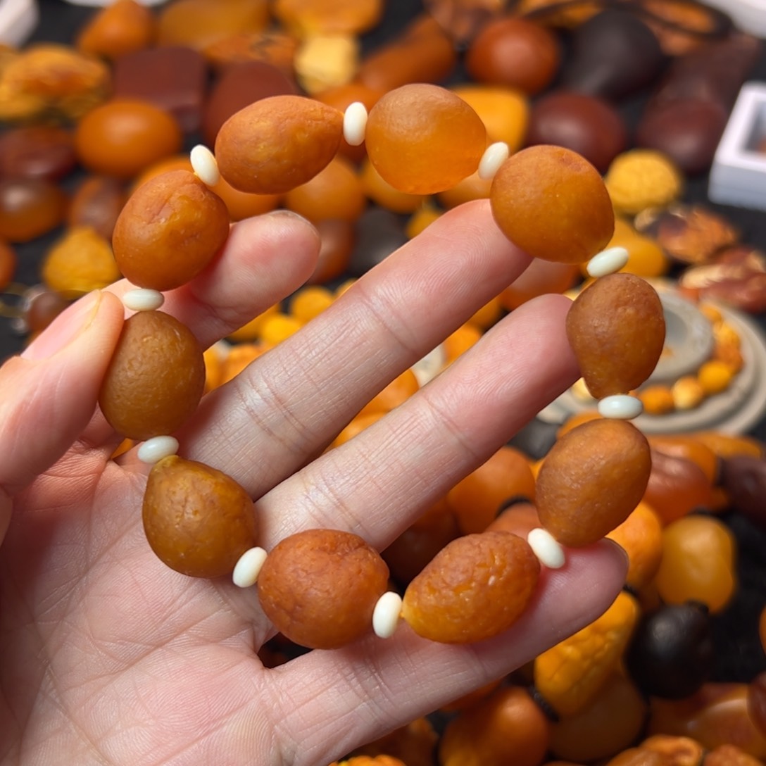 琥珀裸石未镶嵌天然蜜蜡手串