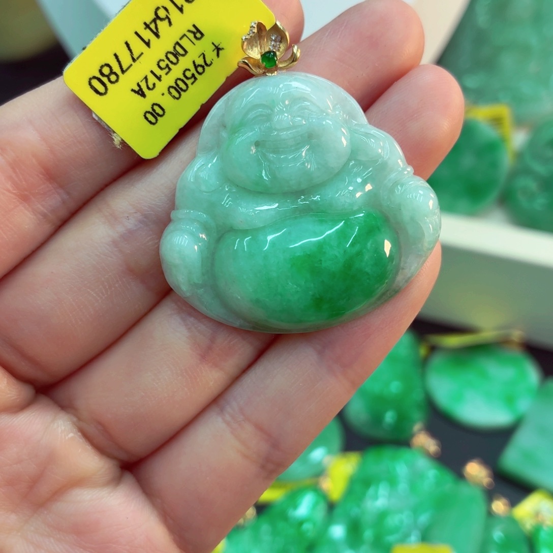 翡翠18K金镶嵌吊坠(不含链)