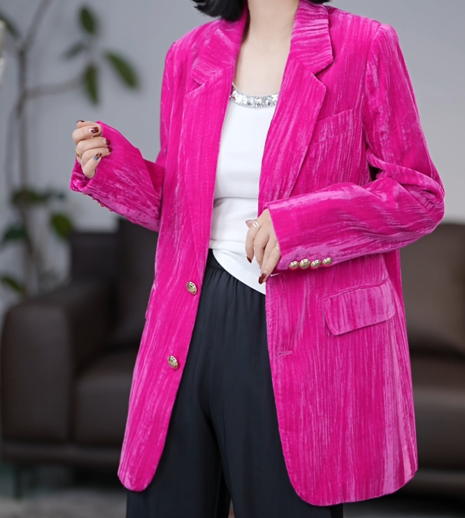时尚休闲设计感蔷薇粉西装外套/A013