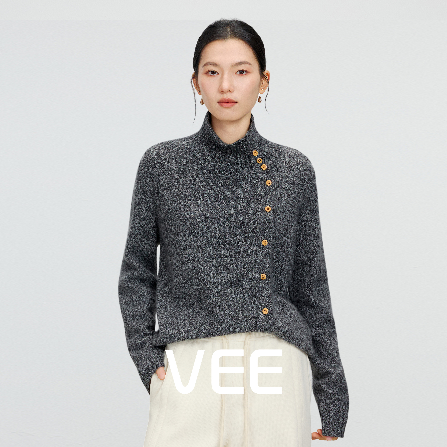 VEE【烟云漫织】新款百搭羊毛兔毛混纺针织长袖毛衣B548291