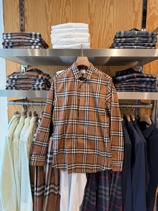 未使用 BURBERRY/博柏利 男款棕色小格纹长袖衬衫 80928991