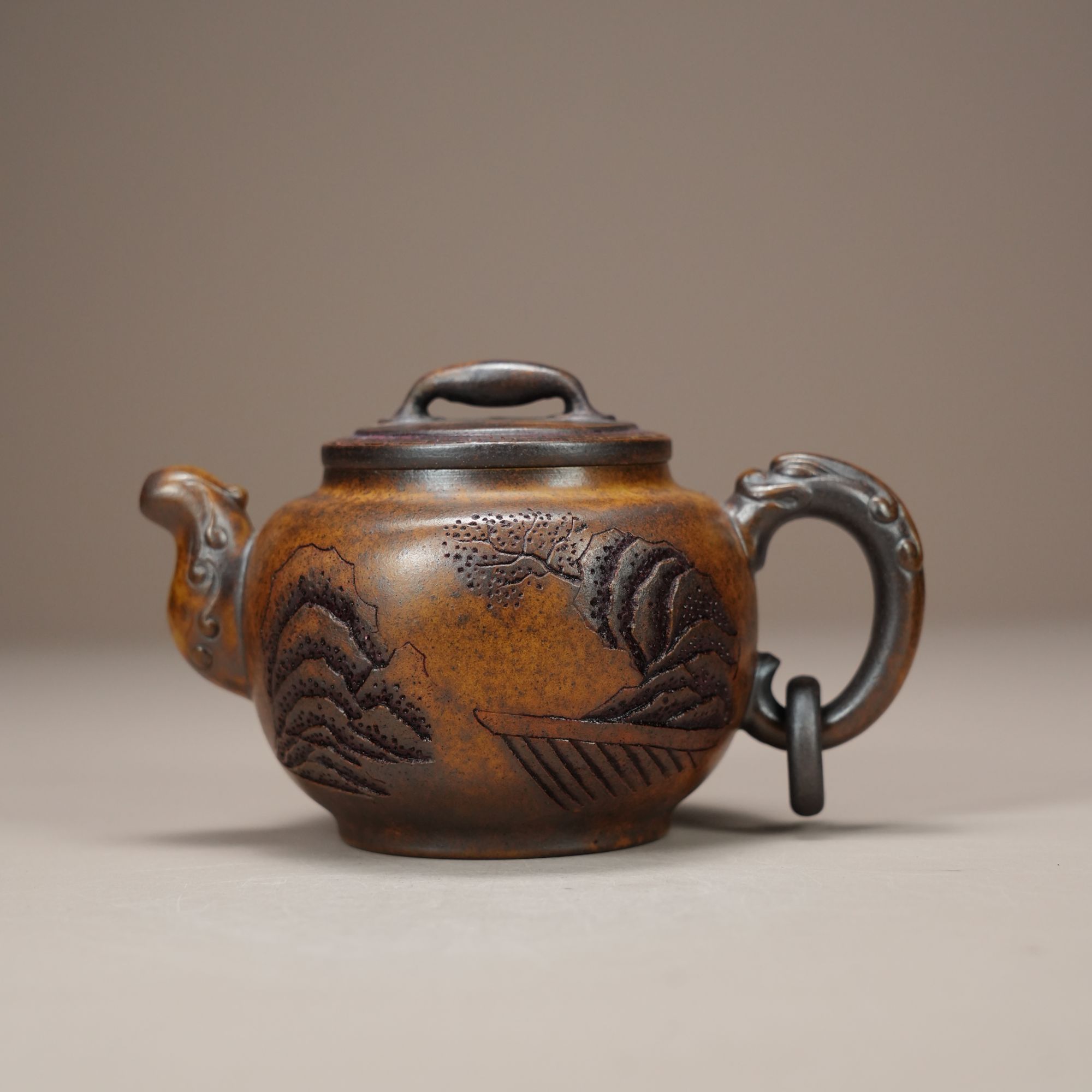 A390801 观山壶 紫砂壶 柴烧 9