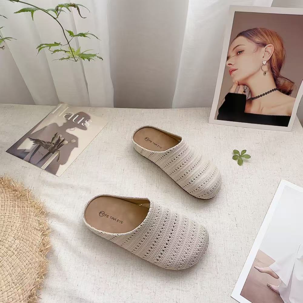 818新款镂空舒适百搭软底圆头包头拖鞋