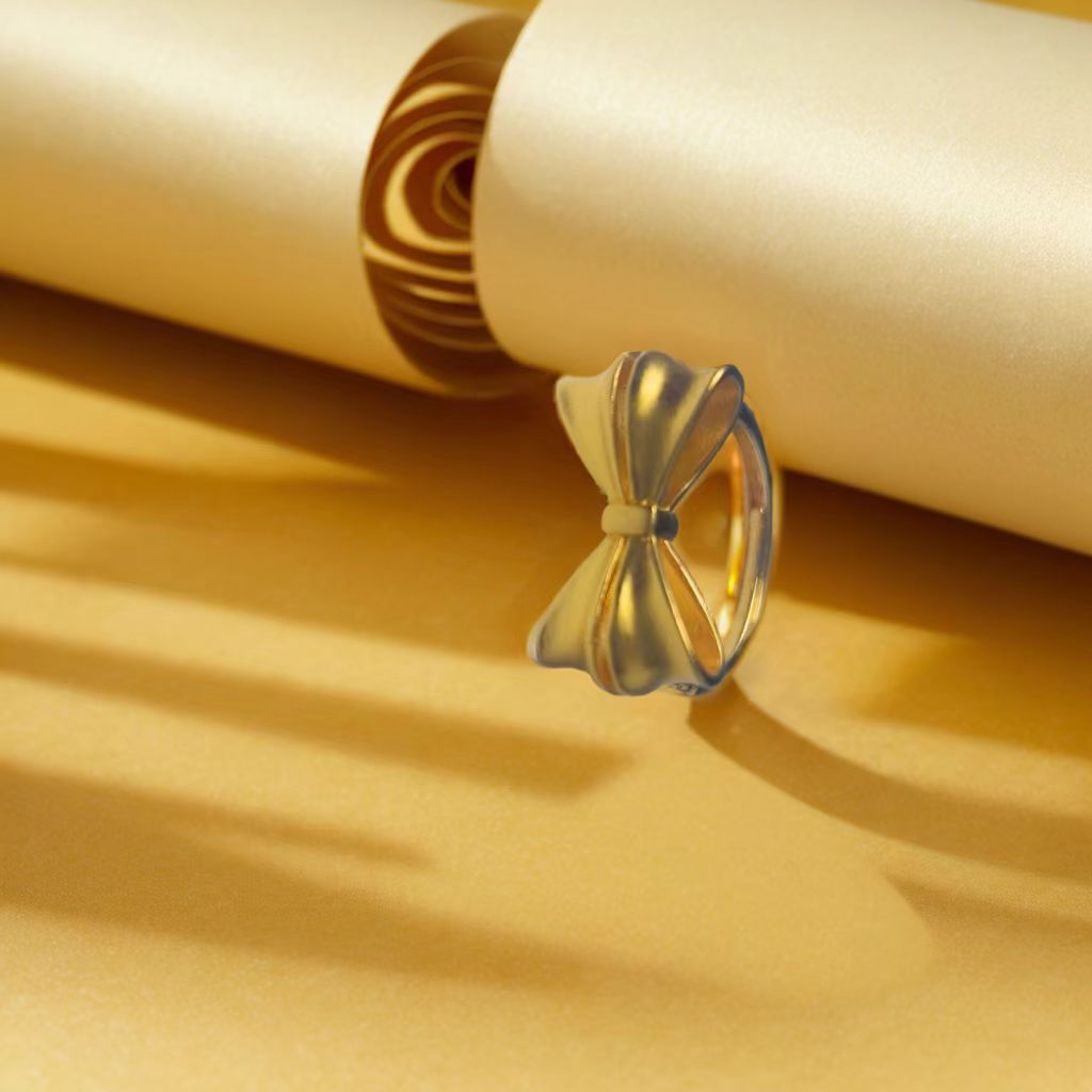 足银戒指 足银戒指  足银大蝴蝶结开口戒指可爱甜美