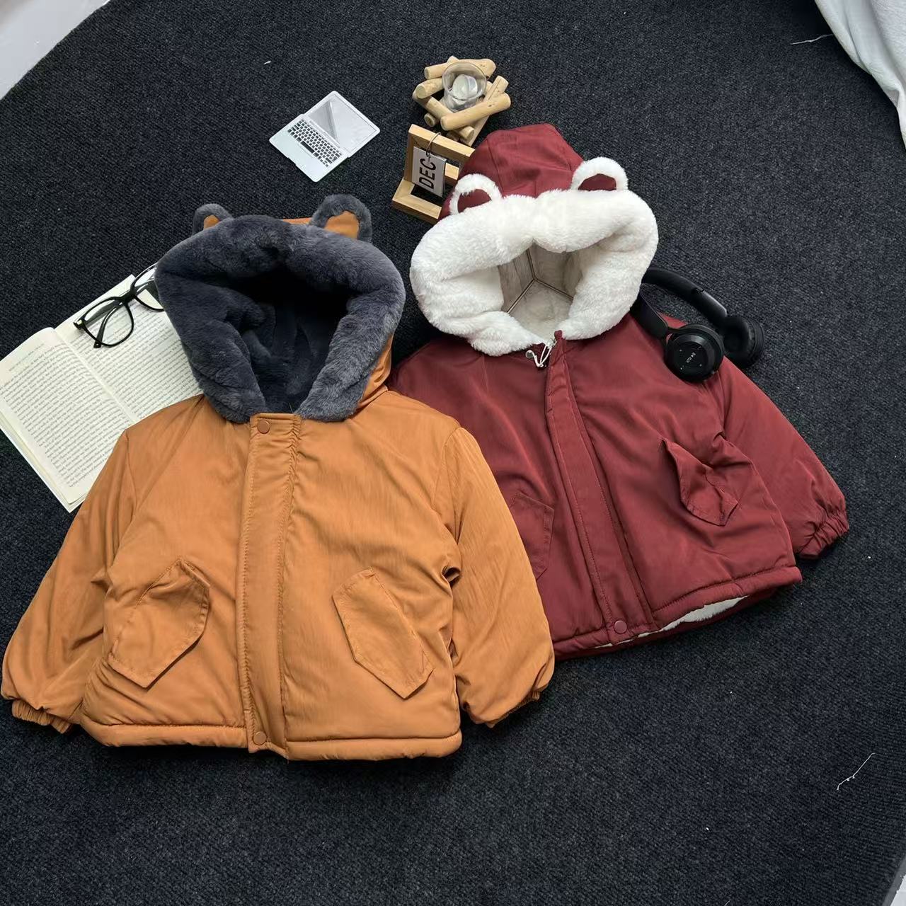儿童加绒加厚卡通可爱休闲派克服2025冬季新款男女童3-12岁A-392