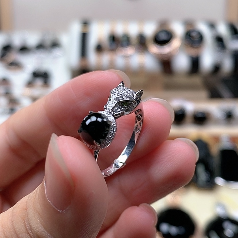 【闪购商品】翡翠戒指18K金镶嵌豹子头