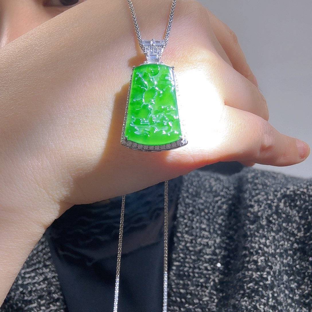 翡翠银S925镶嵌吊坠(不含链)