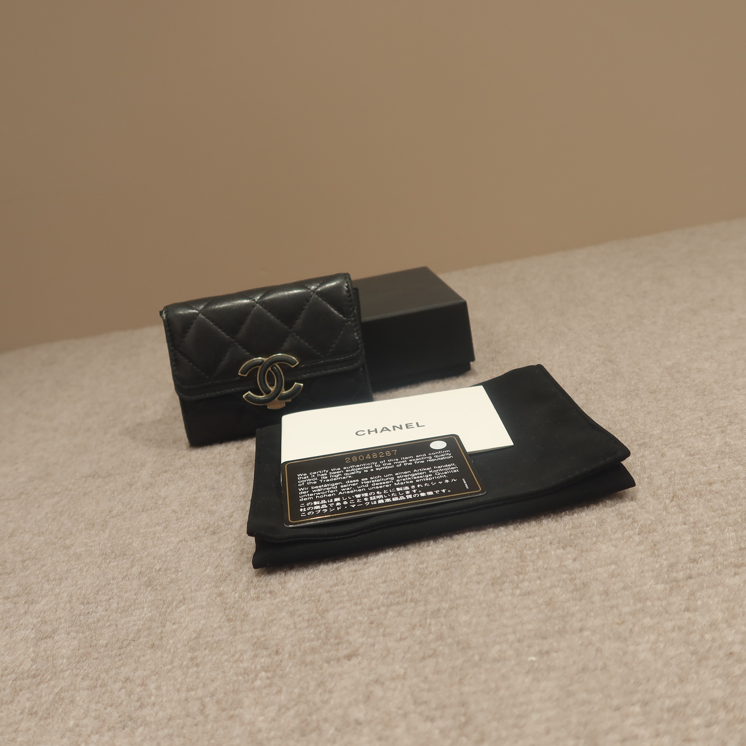 99新 Chanel/香奈儿 古巴二折黑色钱包  4020515018251