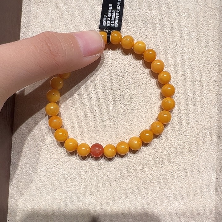 蜜蜡未镶嵌手链7.5mm蜜蜡手串