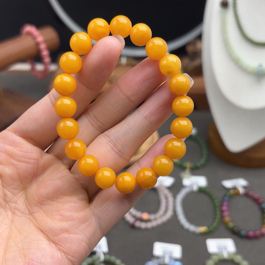 未镶嵌琥珀手链9mm蜜蜡