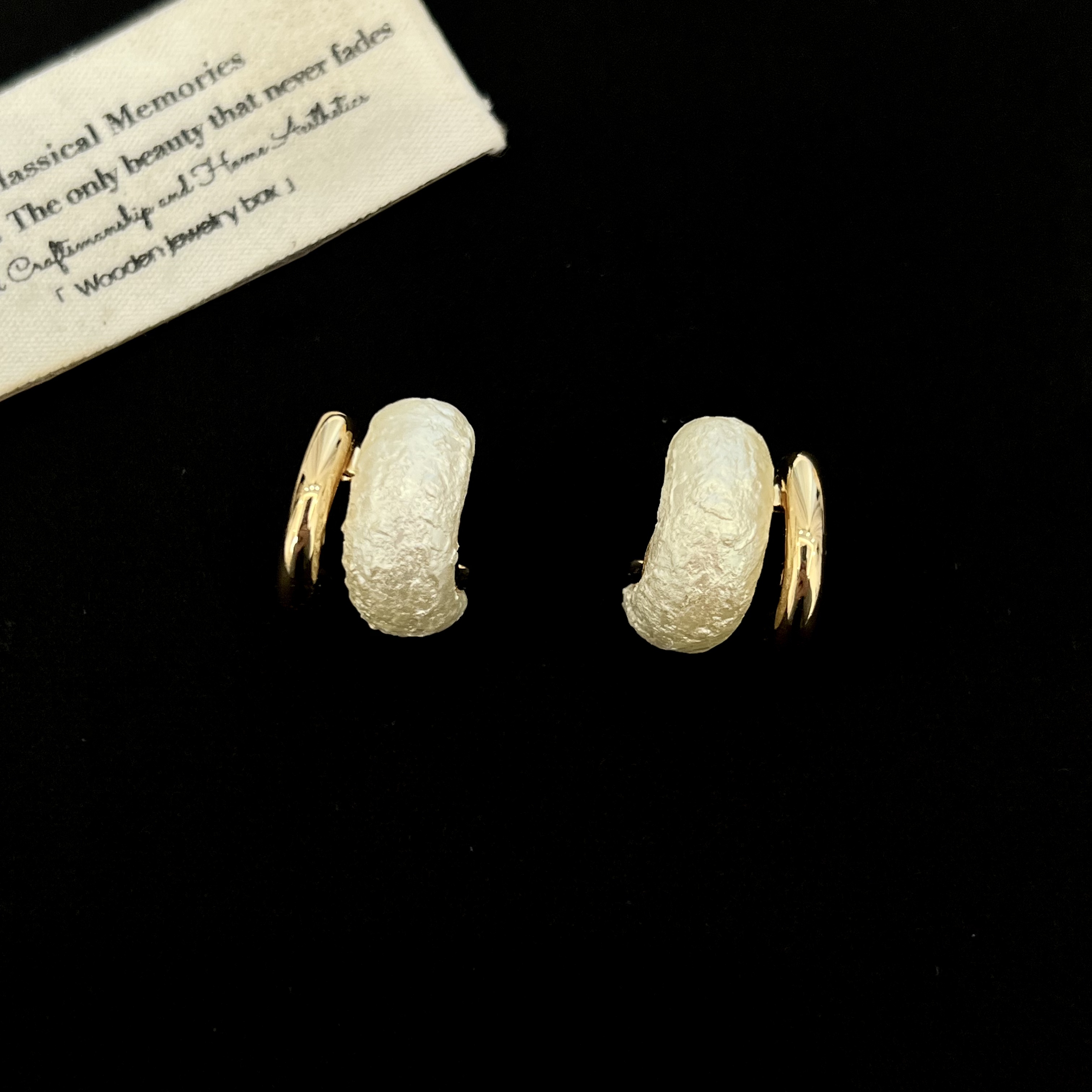 铜合金耳饰 韩国东大门高级棉花珠珠双排耳环8063