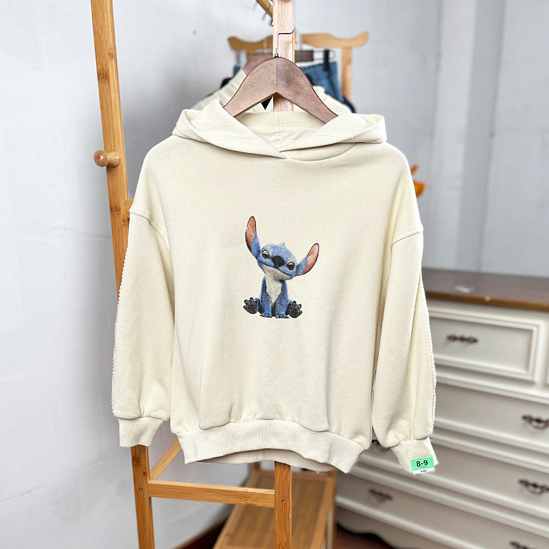 K638-W5童装120-160码欧美儿童薄绒卫衣春秋连帽外套春秋卡通外贸