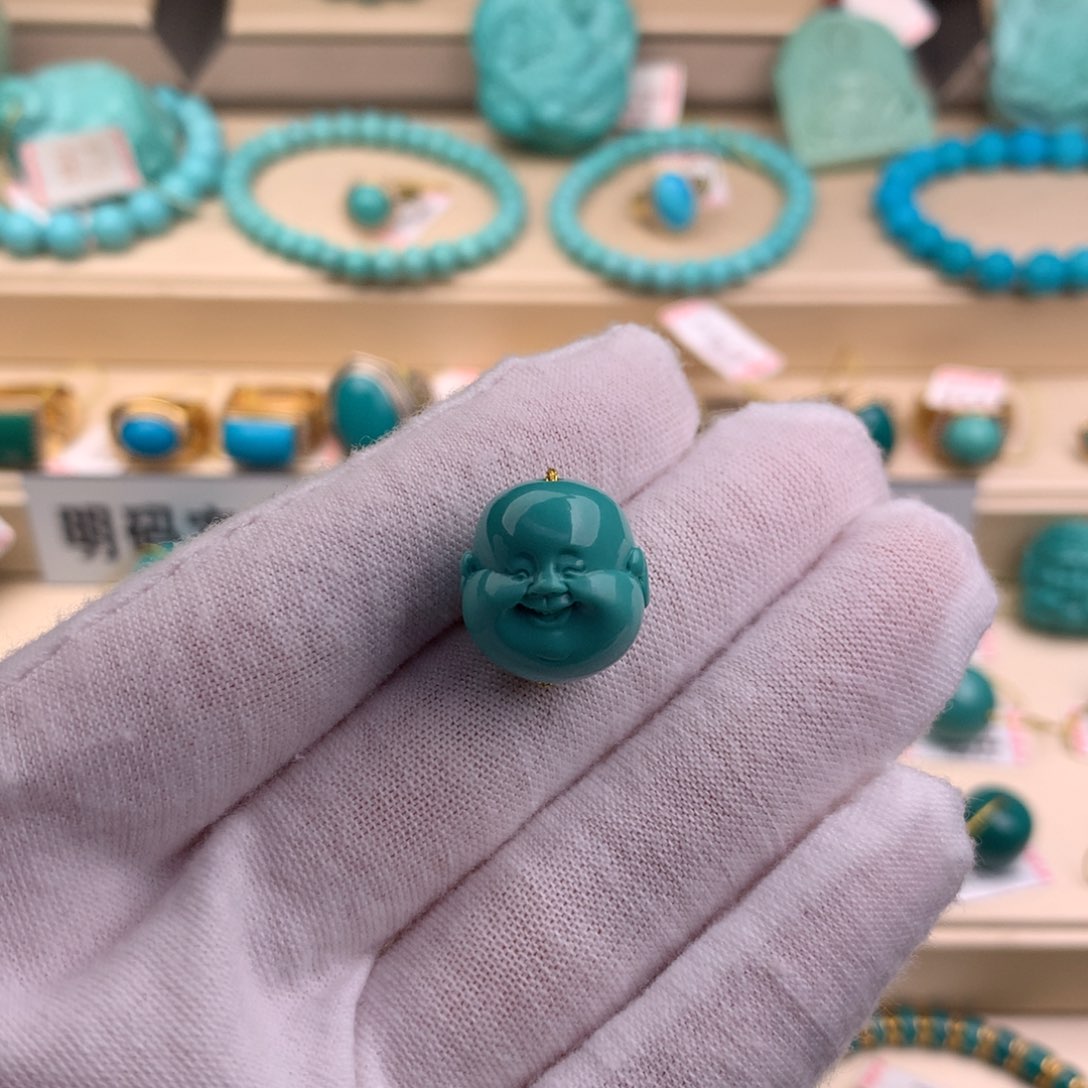 绿松石珠宝奇石未镶嵌15.1mm