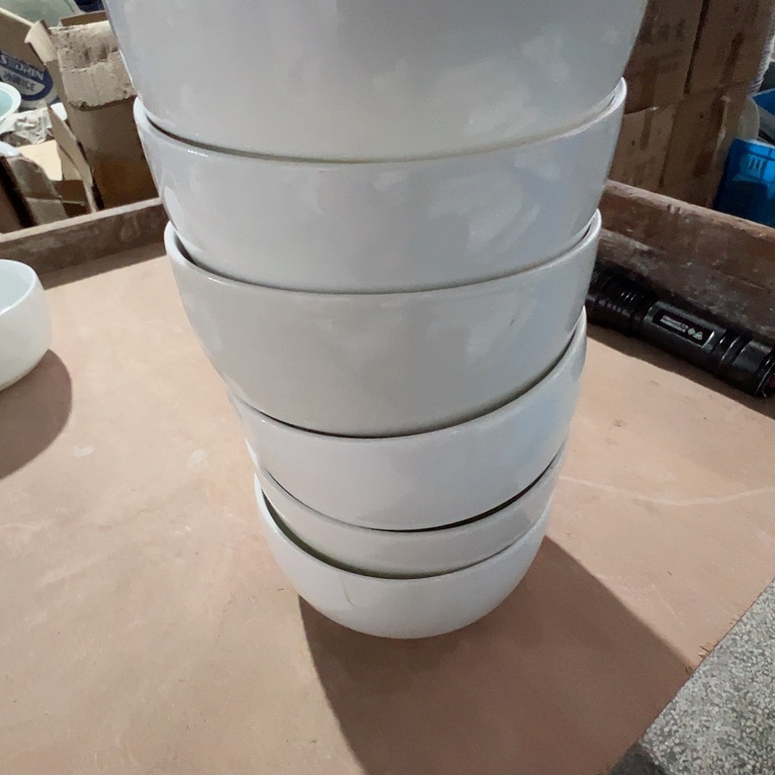 瓷景德镇高温陶瓷玉泥胎5.5寸面碗6个