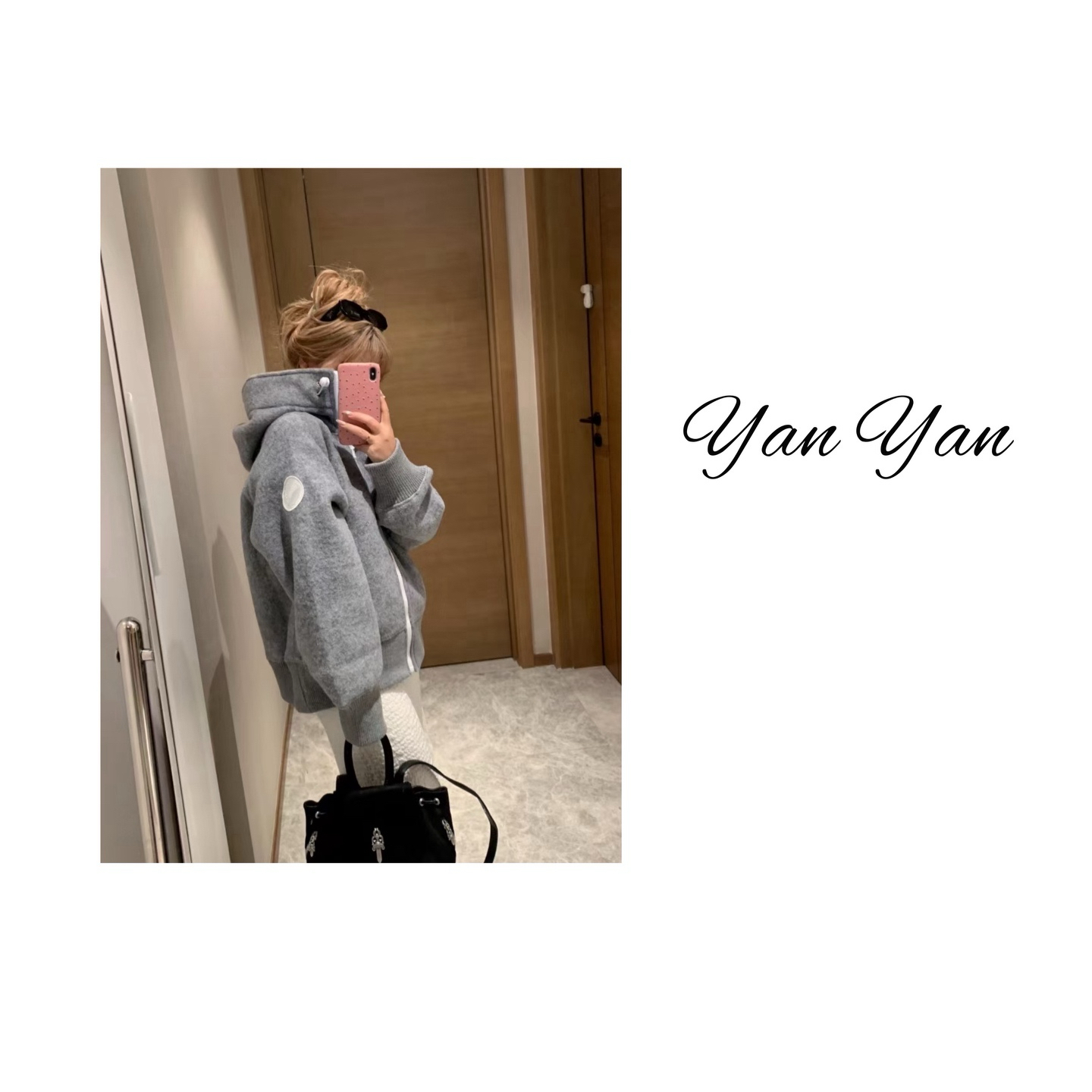 羊毛抓绒立领连帽拉链外套YY36