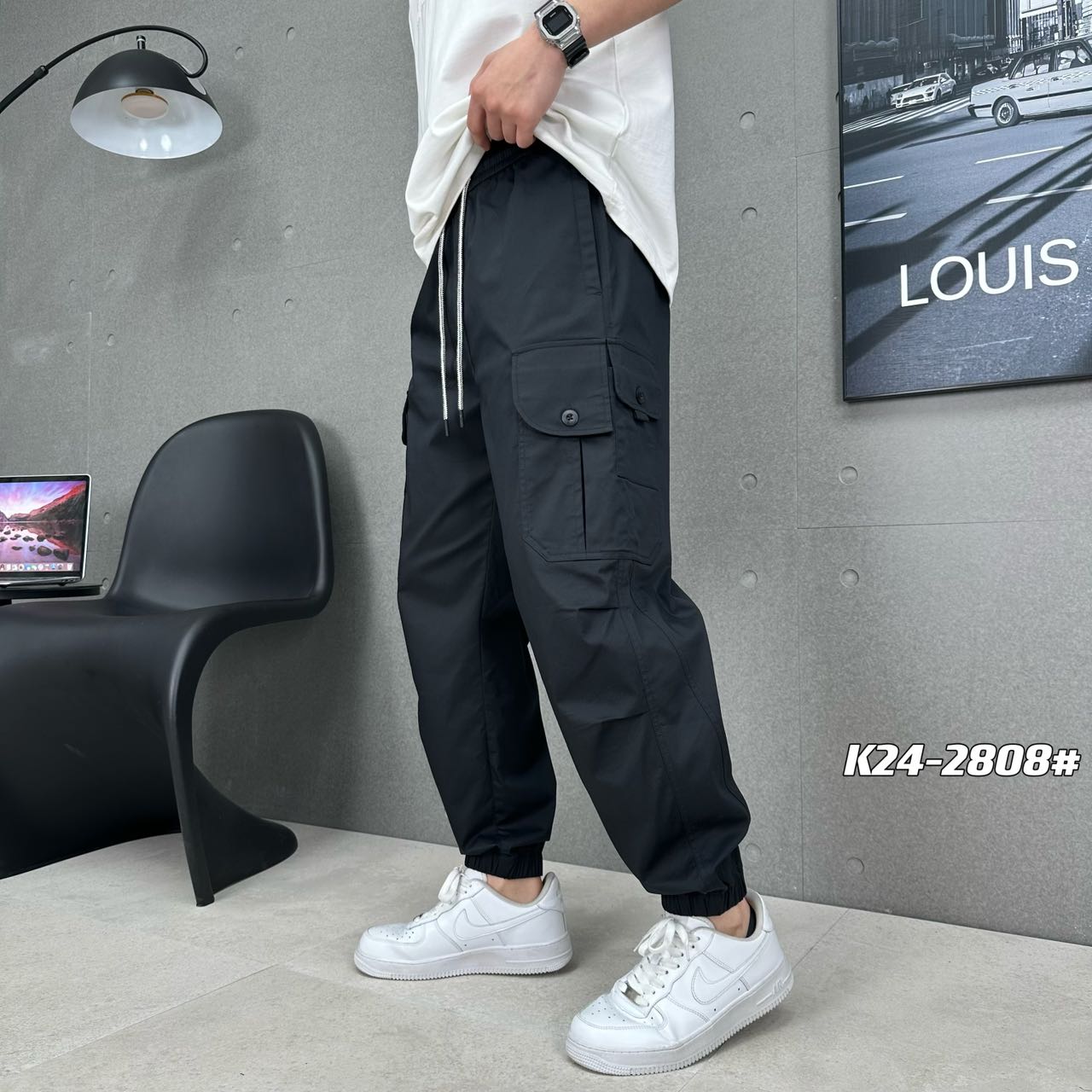 工装裤男春秋季轻薄时尚百搭宽松休闲束脚裤美式潮牌潮流长裤2808