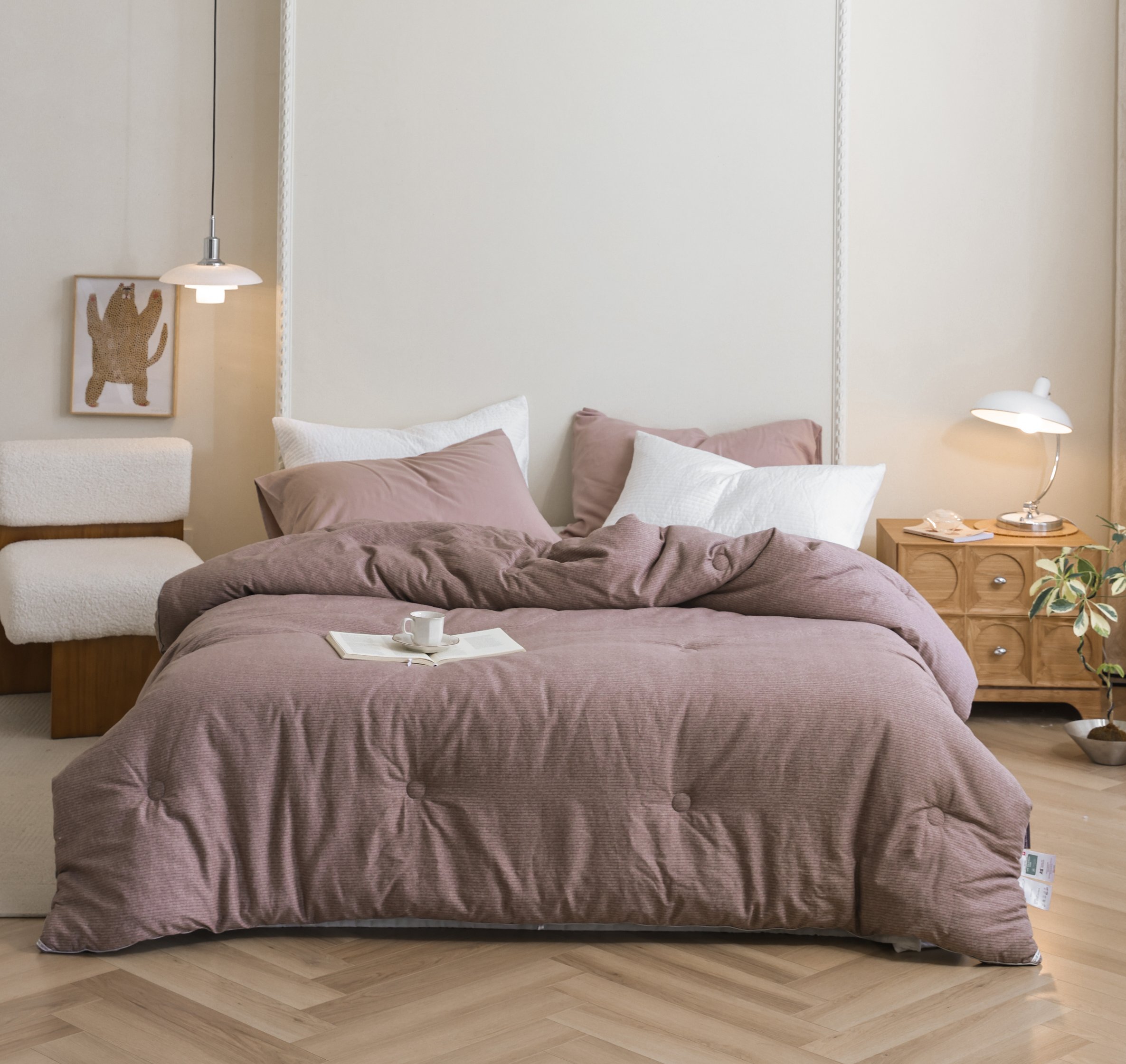 2025年新款柔软舒适保暖全棉大提花被被芯简约纯色机洗大豆被冬被