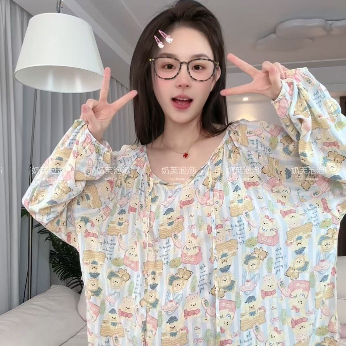 【高版本】棉绸绵绸夏睡衣套装中式灯大码笼袖高级感家居服