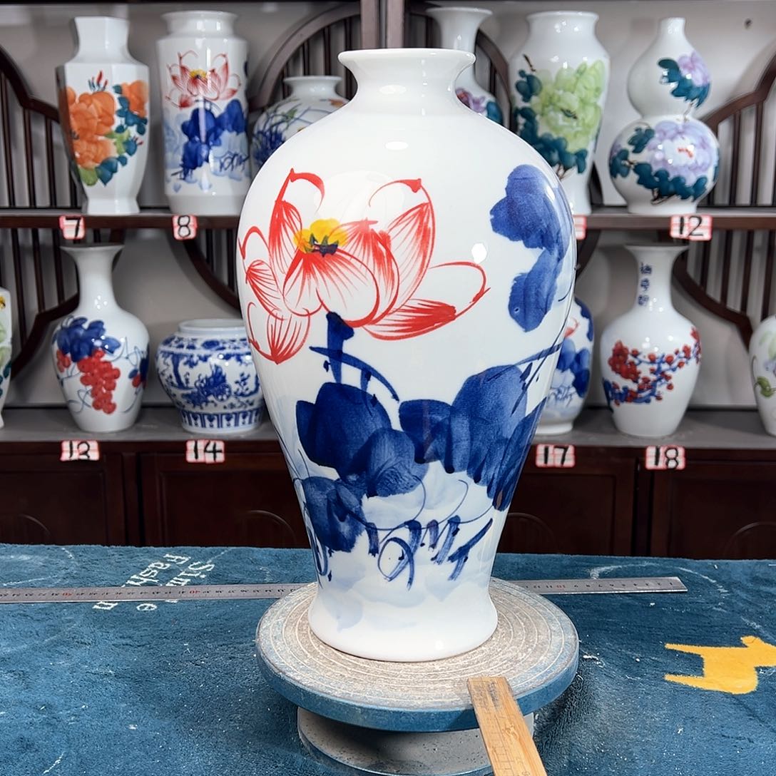 摆件景德镇陶瓷梅荷花