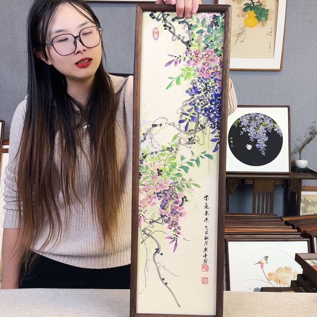 国画手绘带框尺寸：20*70