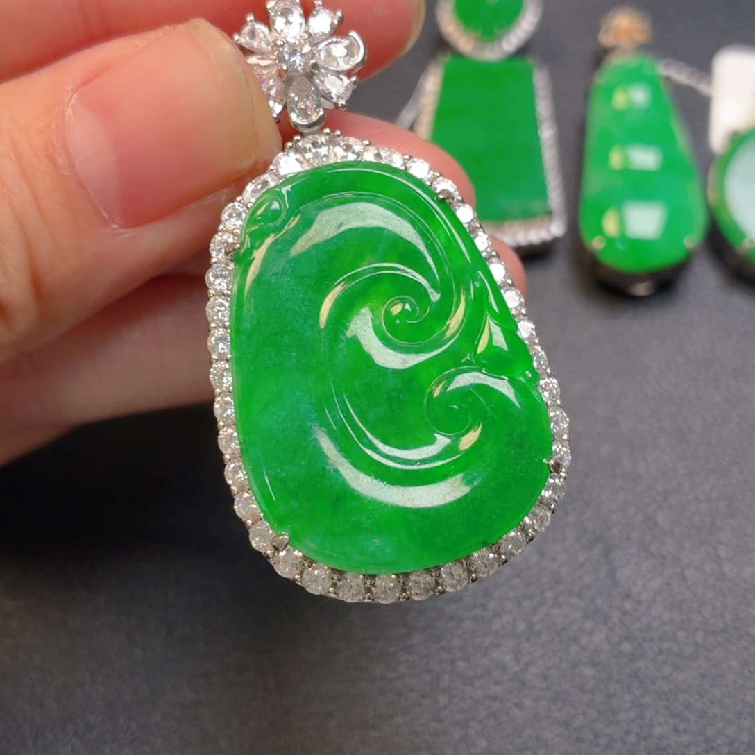 翡翠银S925镶嵌吊坠(不含链)