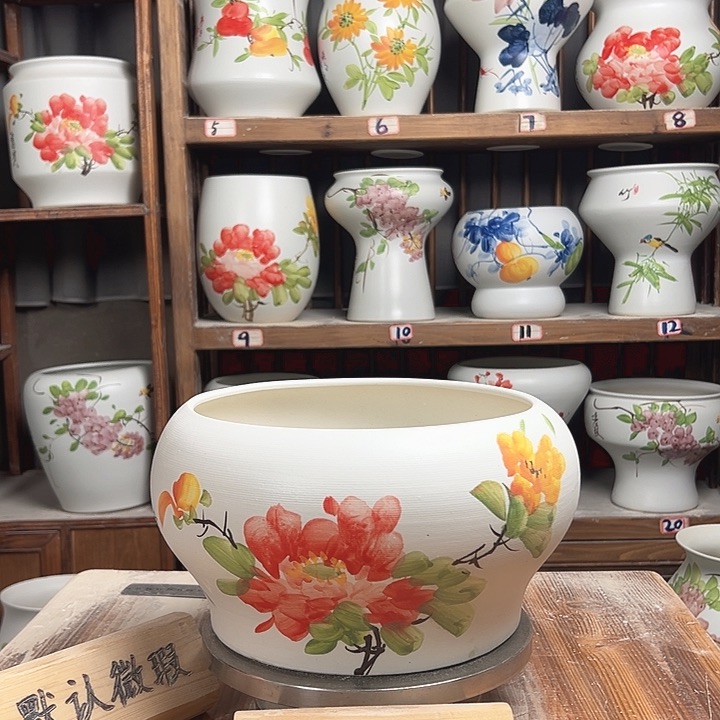 摆件口25牡丹新款陶瓷陶瓷