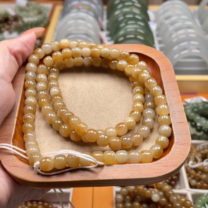 和田玉珠串6*7mm未镶嵌