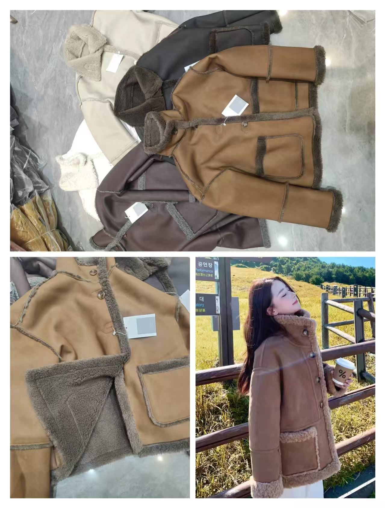 新款冬季机车服加绒加厚毛毛保暖外套