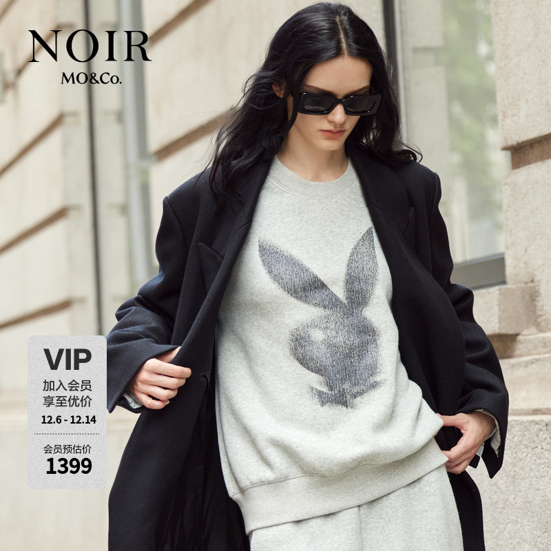 MOCO卫衣NOIRxPLAYBOY联名冬绵羊毛拉绒MBD4SWS003