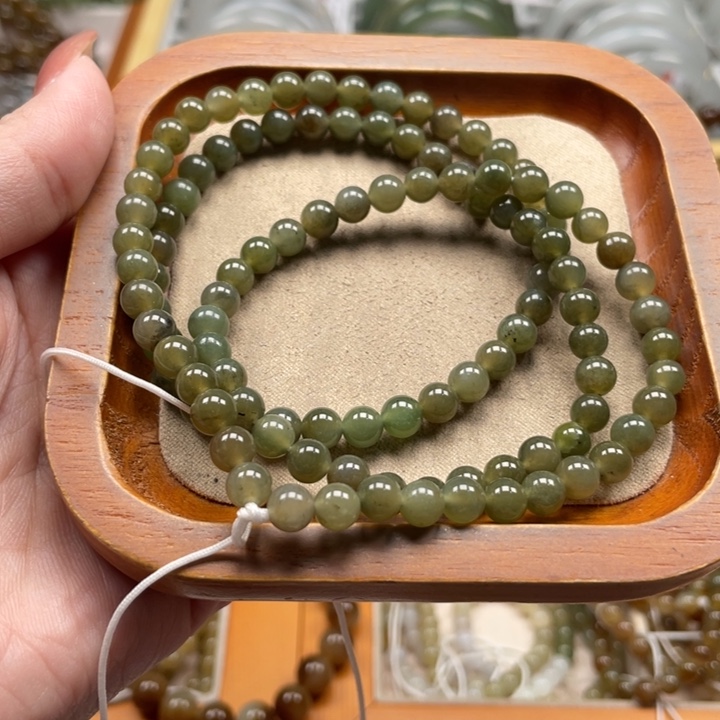 和田玉珠串6mm未镶嵌