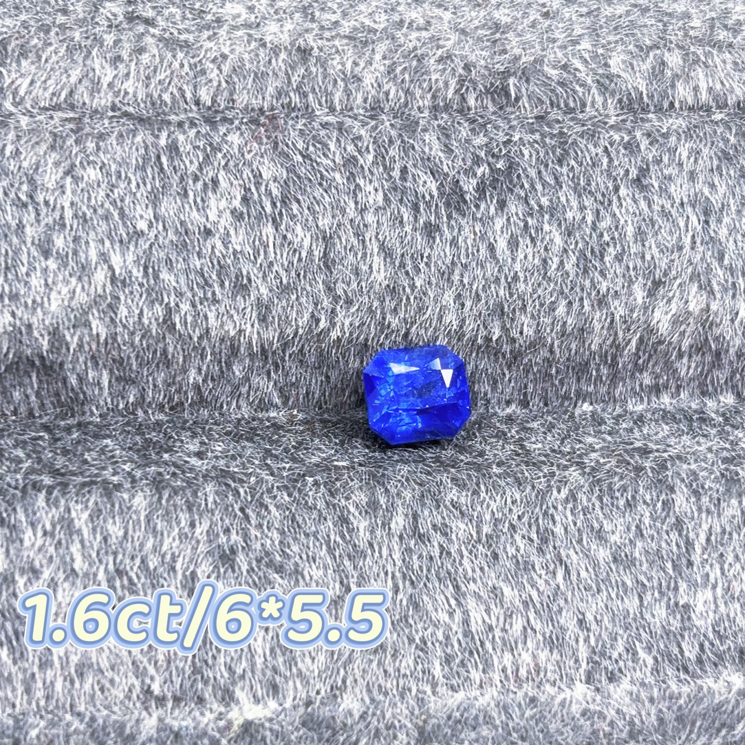 天然蓝宝石无烧1.6ct火彩璀璨6*5.5 一物一证