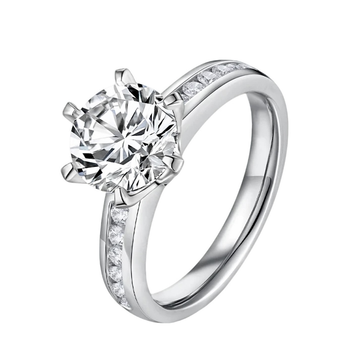 实验室培育钻石PT950铂金 等待挚爱六爪戒臂带钻