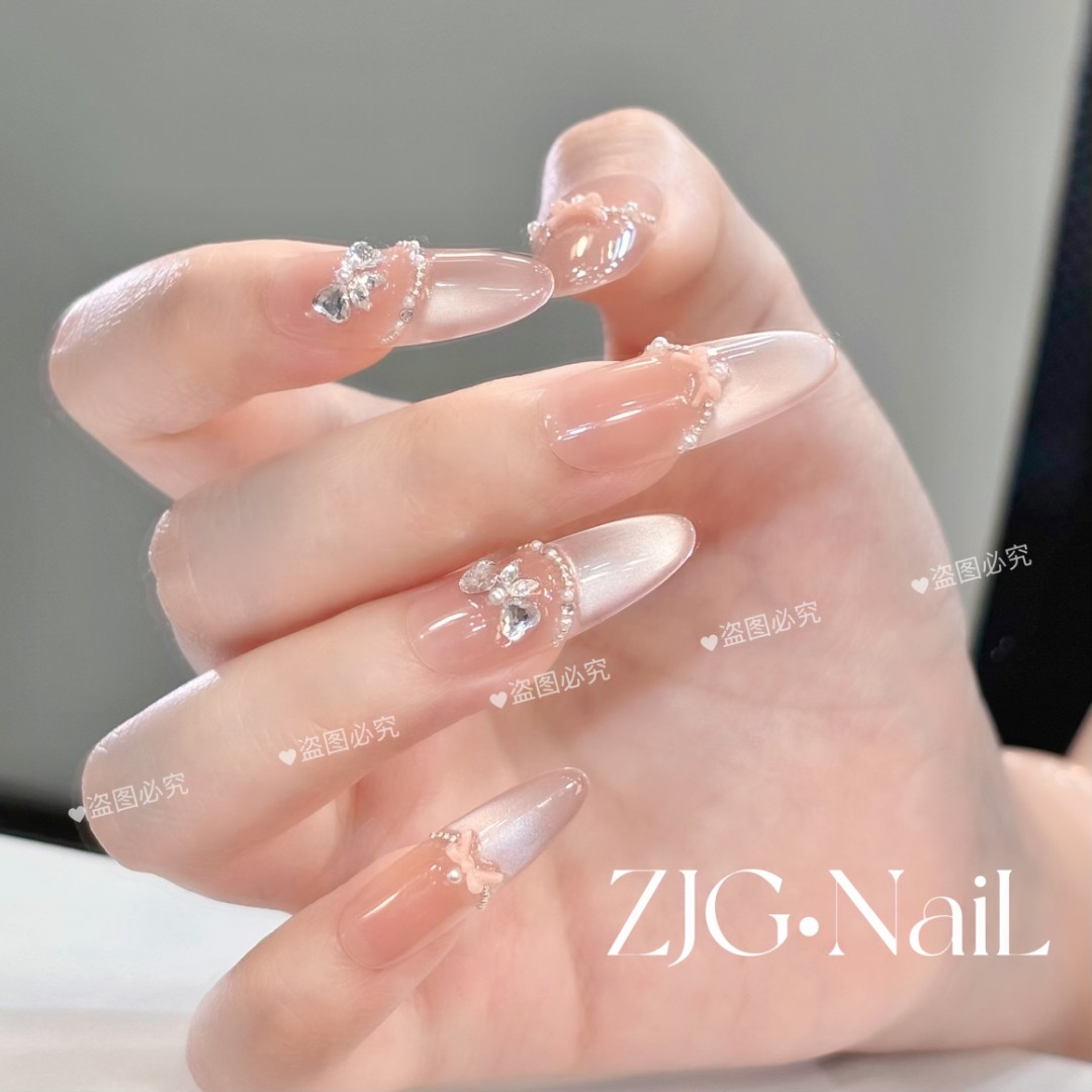 【蝴蝶结】ZJG-猫眼款纯手工穿戴甲美甲-10片-反复佩戴（无收纳盒）