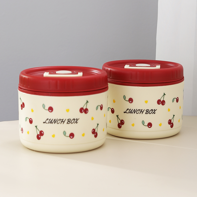 【今日送勺】304不锈钢2樱桃色饭盒2025新款上班族学生带饭便当餐盒