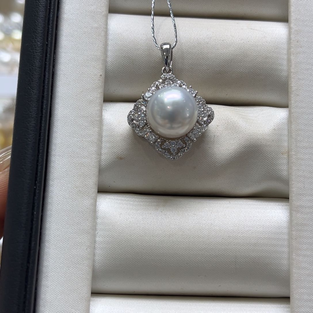 吊坠(不含链)银S925镶嵌海水珍珠10-11mm