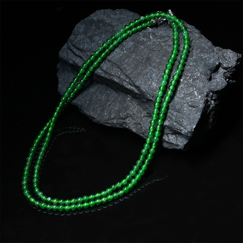【小胖翡翠】天然翡翠小米珠项链A货时尚百搭翡翠饰品-多样性发1